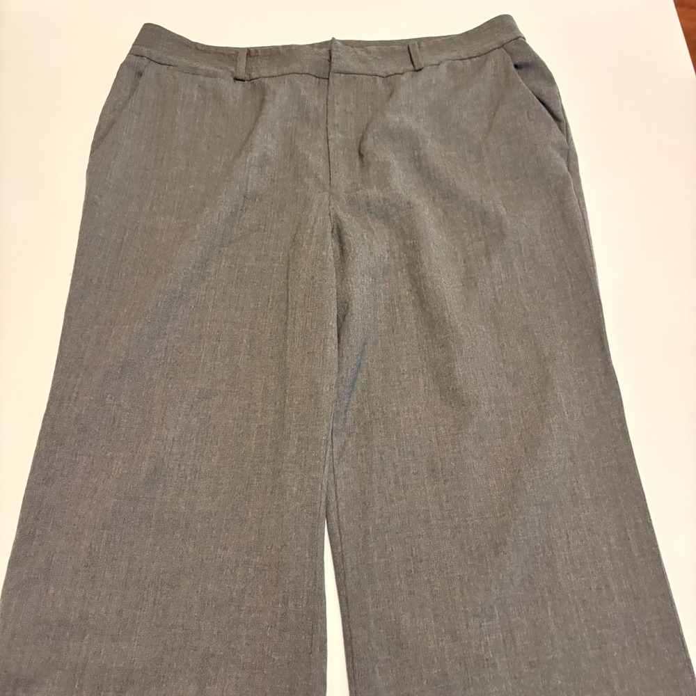 Lauren Ralph Lauren Trousers Womens 16 Gray Wool Blend Wide Leg Dress Pants